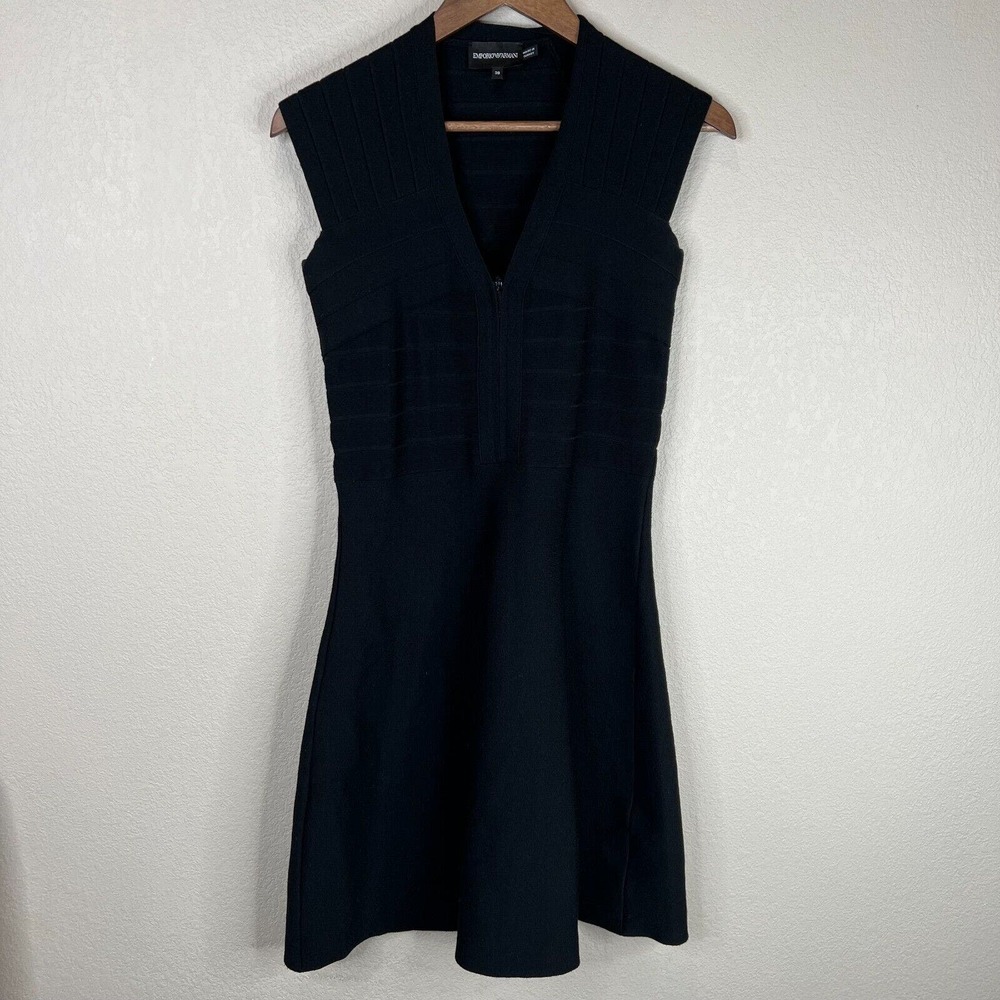 Emporio Armani Women Knit Sweater Dress Sleeveless Black 38 Classic Capsule Core